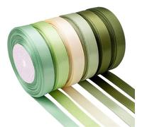Packaging Ribbon 6 Rolls 150yards Assorted Solid Color Silk Ribbon Satin for Wedding Invitation Bouquets Birthday Party DIY Packaging(Green 10mm)