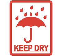 Packaging Sign 'Keep Dry' Sticker Labels, Bright Red, 80x103mm, 1000 Pack | Permanent Adhesive, Parcel Warning, Shipping Box Identification, Moisture Handling Notice, Storage Use, Transit Protection
