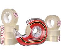 Packatape Cellotape 9 Clear Transparent Rolls 18mm x 33m | Tape Dispenser Included | Ideal for Gift Wrap Christmas Birthday Home or Office | Clear Stationery Tape