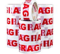 Packatape Fragile Packing Tape for Parcels and Boxes - Heavy Duty Fragile Packaging Tape Provides a Strong, Secure and Sticky Seal for your Boxes, 12 Rolls Per Pack, 48MM x 66M
