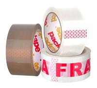 Packatape Packaging Tape General Purpose 3 Roll Pack 1 x Brown, 1 x Clear, 1 x Fragile 48mm x 66m