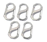 Packet of Five Heavy duty, Strong, S-Type Carabiner Clips, Stainless Steel 304, High Finish polished product 55mm x 25mm 2.5mm