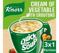 Packet Soup Bundle Pack with Knorr Cream of Vegetable with Croutons Quick Soup - 4 Pack | Instant Cream of Vegetable Soup with Croutons.
