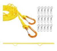 Packgoape Portable Travel Clothesline, Windproof Clothes Laundry Line with Clothespins & Hang Holes, Indoor & Outdoor Clothes Drying Rope for Hotel, Backyard,Cruise Ships, Camping (Yellow, 20 Ft)