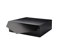 PACKHOME Large Gift Box for Present, Rectangular 35.5cm x 24cm x 11.5cm, Black Magnetic Gift Box, (Glossy Black with Embossing, 1 Box)