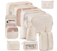 Packing Cubes for Suitcase 11PCS Luggage Packing Organizers Travel Essentials Luggage Organizer Hooked Toiletry Bag Cosmetic Bag and Shoes Bag, Beige