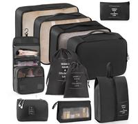 Packing Cubes for Suitcase 11PCS Luggage Packing Organizers Travel Essentials Luggage Organizer Hooked Toiletry Bag Cosmetic Bag and Shoes Bag, Black