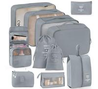 Packing Cubes for Suitcase 11PCS Luggage Packing Organizers Travel Essentials Luggage Organizer Hooked Toiletry Bag Cosmetic Bag and Shoes Bag, Gray