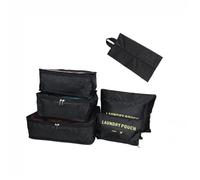 Packing Cubes for Suitcase 7 Pieces Compression Travel Essentials Luggage Organiser Bags Waterproof Flying Recycled PET Eco Friendly Accessories Shoes Storage Bag Pouch (Black)