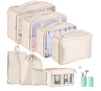 Packing Cubes for Suitcase,Geediar 9 PCS Travel Luggage Packing Organizers Waterproof Travel Essentials Bag Clothes Shoes Cosmetics Toiletries Storage Bags(c-Beige)…