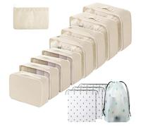 Packing Cubes for Suitcases, 13PCS Multifunction Luggage Suitcase Organiser Bags, Waterproof Travel Packing Cubes for Backpack, Essential Travel Cubes Clothes Shoes Storage Bags (Beige)