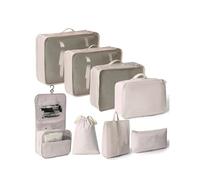 Packing Cubes for Suitcases,8 pcs Travel Organizer Wash Bag, Shoe Bag Packing Cubes,Waterproof, Anti Fouling, Dustproof Oxford Cloth Material Suitcase Organiser Bags (Beige)