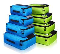 Packing Cubes Luggage Bags Organizer Durable Travel Accessories With Clothing Label, 8 set - Blue/Green, OneSize