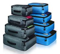 Packing Cubes Luggage Bags Organizer Durable Travel Accessories With Clothing Label, 8 set - Grey/Blue, OneSize