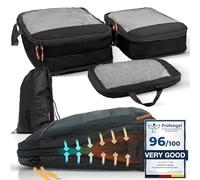 Packing Cubes with Compression for Suitcase and Backpack with Packing Bag, Midnight Escape - Black, 4-piece
