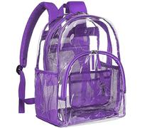 PACKISM Clear Backpack - 17 inch Heavy Duty Clear Backpacks for School, Large Transparent Bookbag for Students (Age 12+), 1-2, Black 17”, XL, Clear