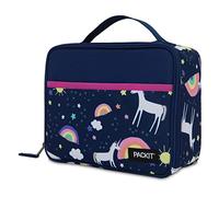 PackIt(R) Freezable Classic Lunch Box, Unicorn Sky Navy, Built with EcoFreeze(R) Technology, Collapsible, Reusable, Zip Closure With Zip Front Pocket and Buckle Handle, Great for Lunches