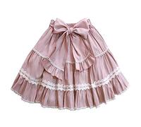 Packitcute Sweet Lolita Mini Skirt Teen Girls Casual Elastic Waist A-line Short Skirts - pink - One Size