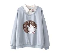 Packitcute Teens Pink Sweatshirt, Spring Autumn Cotton Patchwork Pullover Bunny Print Thin Tops
