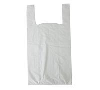Packitsafe 1000 x White Carrier Bags Vest, Size Medium 11” x 17” + 21”, Medium Weight Plastic 14MU