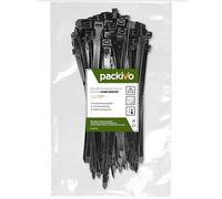 PACKIVO Professional Cable Ties 7.6 x 200 mm, Pack of 100 Black Cable Ties, Industrial Quality, UV-Resistant, Tensile Strength up to 40 kg, Super Durable Cable Management, Industrial, Workshops,