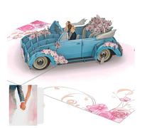 PACKLIST® Pop Up Wedding Card for Money Gift & Voucher - 3D Car | Elegant Wedding Greeting Card "Just Married". Perfect for Honeymoon!