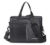 PACKMOLD Laptop Bag for Men - Genuine Polyester Office Bag with Multiple Compartments | Polyester Bag | Messenger and Shoulder Bag for Travel, Black, L, Contemporary