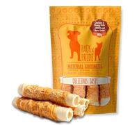 PACK'N PRIDE Peanut Butter Dog Treats, 180g Chicken Wrapped Rawhide Dog Chews Long Lasting for Medium&Large Dogs, Tasty Training Reward