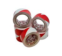 PACKnSELL (6 pack) GLADIATOR® SELF ADHESIVE HAZARD WARNING TAPE RED & WHITE - 50MM X 33M