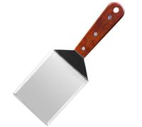 Packool 12 Inches Griddle Scraper with Wooden Handle, Large Stainless Steel Grill Spatula, Hamburger Spatula Turner, Professional Metal Spatula for Flat Top Grill, Teppanyaki, BBQ