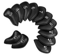 Packool 12 PCS Golf Iron Head Covers Set, Compatible with Titleist Callaway Ping TaylorMade Cobra, Thick Synthetic Leather Iron Headcovers 6.3 x 3.5 in Fit Most Brands