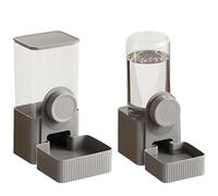 Packool 2 Pcs Automatic Gravity Pet Feeder and Water Dispenser Set, Smoke Grey Small Animal Feeder, Hanging Cage Food Bowl 8.7 x 4.5 in / 22.2 x 11.5 for Cats, Dogs, Rabbits