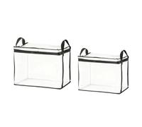 Packool 2 Pcs Book Storage Bags, 15 in / 38 cm Large & 12.6 in / 32 cm Medium, Waterproof Clear Zippered Organizers, Book Organizer with Dustproof Design, Closet Organizers for Home, School