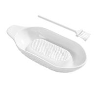 Packool 2 Pcs Ceramic Grater Plate Set, Manual Ginger Grater and Brush, Oval Garlic Masher 8.1 in / 20.6 cm, Manual Ginger Grater Retains Original Taste, White