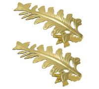 Packool 2 Pcs Curtain Holdbacks, Vintage Gold Leaf Wall Hooks, Metal Decorative Drapery Tiebacks, Modern U-Shaped Design, Rust Resistant, Elegant for Living Room, Bedroom, Office