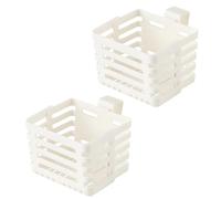 Packool 2 Pcs Extendable Hanging Basket, Ideal for Bathroom, Kitchen, Stainless Steel Hook, White Plastic Shower Storage Organizer, 4.3 x 3.1 x 2.6 in / 10.8 x 8 x 6.5 cm Wall Mounted Organizer