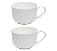 Packool 2 Pcs Large Bone China Coffee Mugs, Gift, Oversized Ceramic Soup Mugs Set, Round-Mouth Milk Mug for Oatmeal, Plain White Mug for Home Kitchen