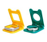 Packool 2 Pcs Sandwich Cutter and Sealer, Yellow Square & Green Round, DIY Uncrustable Sandwich Maker, Crustless Bread Cutters, Food Press, Sandwich Cutter for Youngsters for Homemade Sandwiches