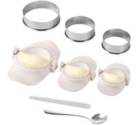 Packool 3 Sizes Wheat Straw Dumpling Molds with Steel Dough Cutters, Large Dumpling Press Set for Pastelitos, Calzone, Turnovers, Chinese Dumplings, 8 PCS Dumpling Press Set, Empanada Press Maker