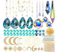 Packool 370 Pcs Crystal Suncatcher Kit, DIY Hanging Chandelier Crystal Parts with Pliers, Glass Beads and Accessories, Rainbow Light Prism Maker, Ideal for Home, Office, Wedding, and Party Decor