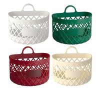Packool 4 Pcs Wall Hanging Storage Basket Set, Plastic Hanging Shower Caddy Basket, 5.4 x 4.3 x 2.4 in / 13.8 x 11 x 6 cm, Multi-Color, No Drilling, Kitchen Bathroom Organizer for Home, Dorm