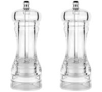 Packool 5.4 in / 13.7 cm Acrylic Pepper Mill, Ceramic Core, Kitchen Tool with Clear Acrylic Body for Easy Observation, 2 Pcs Salt and Pepper Grinder Set Manual