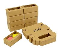 Packool 50PCS White Marcron Box with Window, Packaging Box for Candies Cookies Chocolates, 10.5x5.5x3.5cm, Paper Cakesicle Container