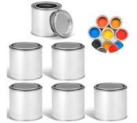 Packool 6PCS Metal Paint Cans, Multipurpose Storage Containers for Paints, Solvents, Adhesives, Coatings, Latex, Empty Unlined Paint Cans with Lids, 1/2 Pint Metal Paint Pails for Crafts DIY Projects