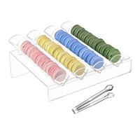 Packool Acrylic Macaron Display Tray, for French Macarons or Pastries Tiered Desktop Rack, Cookie Holder Stand, Includes Stainless Steel Tongs, Bakery, Party, Candy Buffet, Dessert Table (4-Slots)