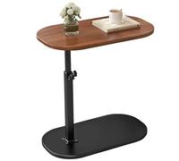 Packool Adjustable C Shaped Sofa Side Table, Swivel End Table for Couch, Modern Mini Table with Wooden Top, Height Adjustable from 45cm to 80cm, Stable Metal Base