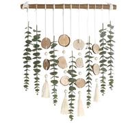 Packool Artificial Eucalyptus Wall Decor, Boho Rustic Farmhouse Decor, 16.5 x 19.5 in / 41.9 x 49. Greenery Garland Wall Hanging with Wood Beads and Tassels, Handmade Woven Boho Wall Decor