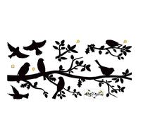 Packool Chinese Style Wall Sticker Birds On The Branch, 23.6 x 11.8 in / 60 x 30 cm, Black Silhouette Self-Adhesive Decal, PVC Mural for Living Room Bedroom Decor
