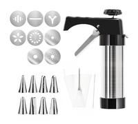 Packool Churro Maker Machine Kit, Churro Gun with 8 Decorative Discs & 8 Piping Tips, Stainless Steel Cookie Press Gun Kit with Piping Bag, Dessert Making Tool Set