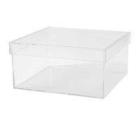 Packool Clear Cube for Storage and Display, 8.1 x 8.1 x 3.9 in / 20.5 x 20.5 x 10 cm, Stackable Dustproof Container for Arts Crafts Jewelry, Candy, Makeup, Acrylic Box Organizer with Lid